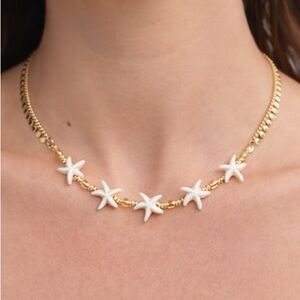 Anthropologie Gold and White Starfish Necklace